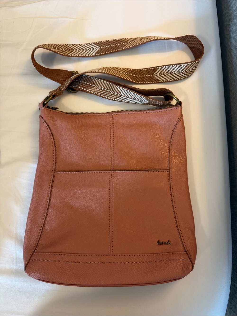The Sak Lucia Leather Crossbody Bag - Pinkish/Tan Strap